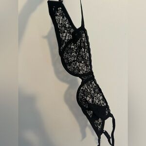 H&M Black Lace Lingerie 36C Unpadded Bra with Underwire